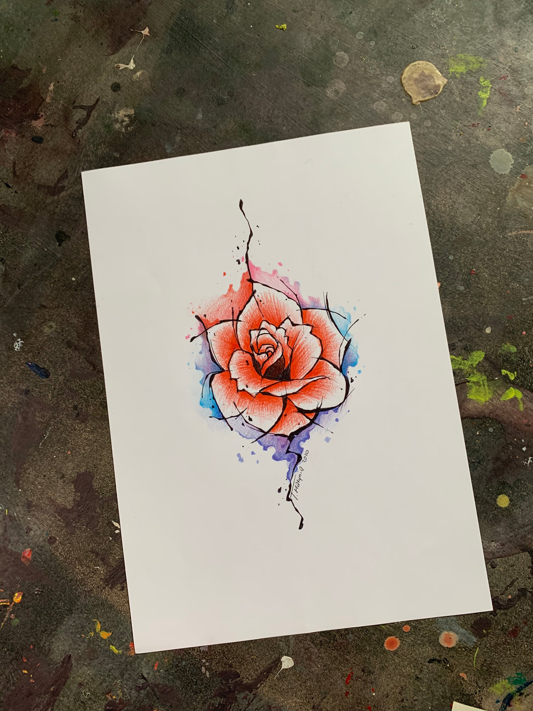 Watercolor rose €175